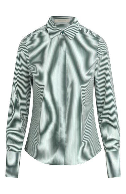 Favorite Daughter The Classic Stripe Cotton Poplin Button-up Shirt In Green Stripe