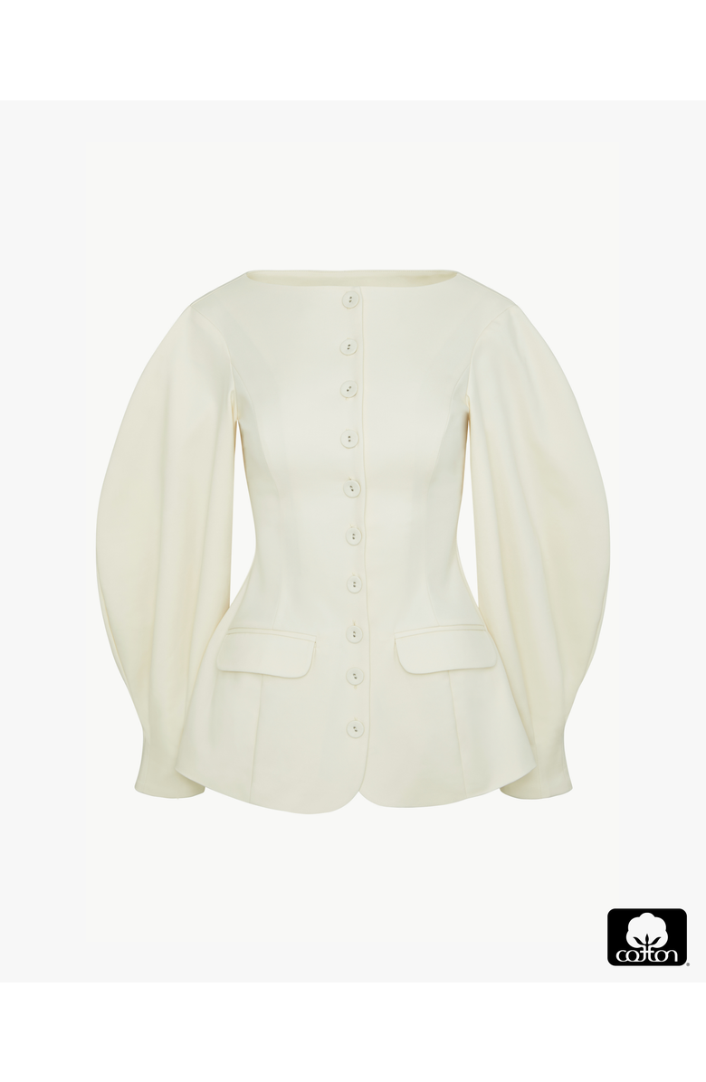 WeWoreWhat Cocoon Sleeve Peplum Blazer, Alternate, color, Ivory