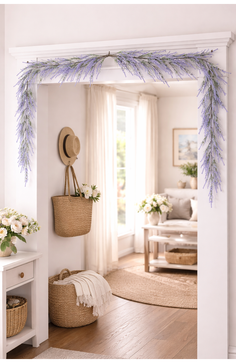 Gallerie II Lavender Flowers Decorative Easter Garland 59", Alternate, color, Purple