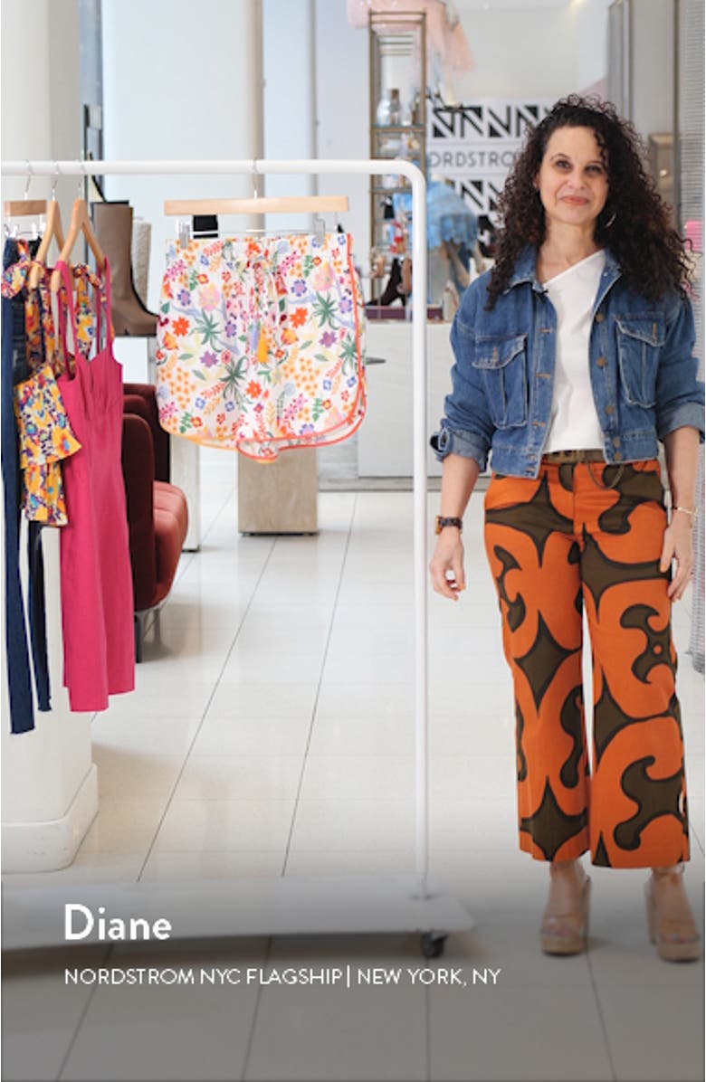 Floral Print Silk Twill Shorts, sales video thumbnail