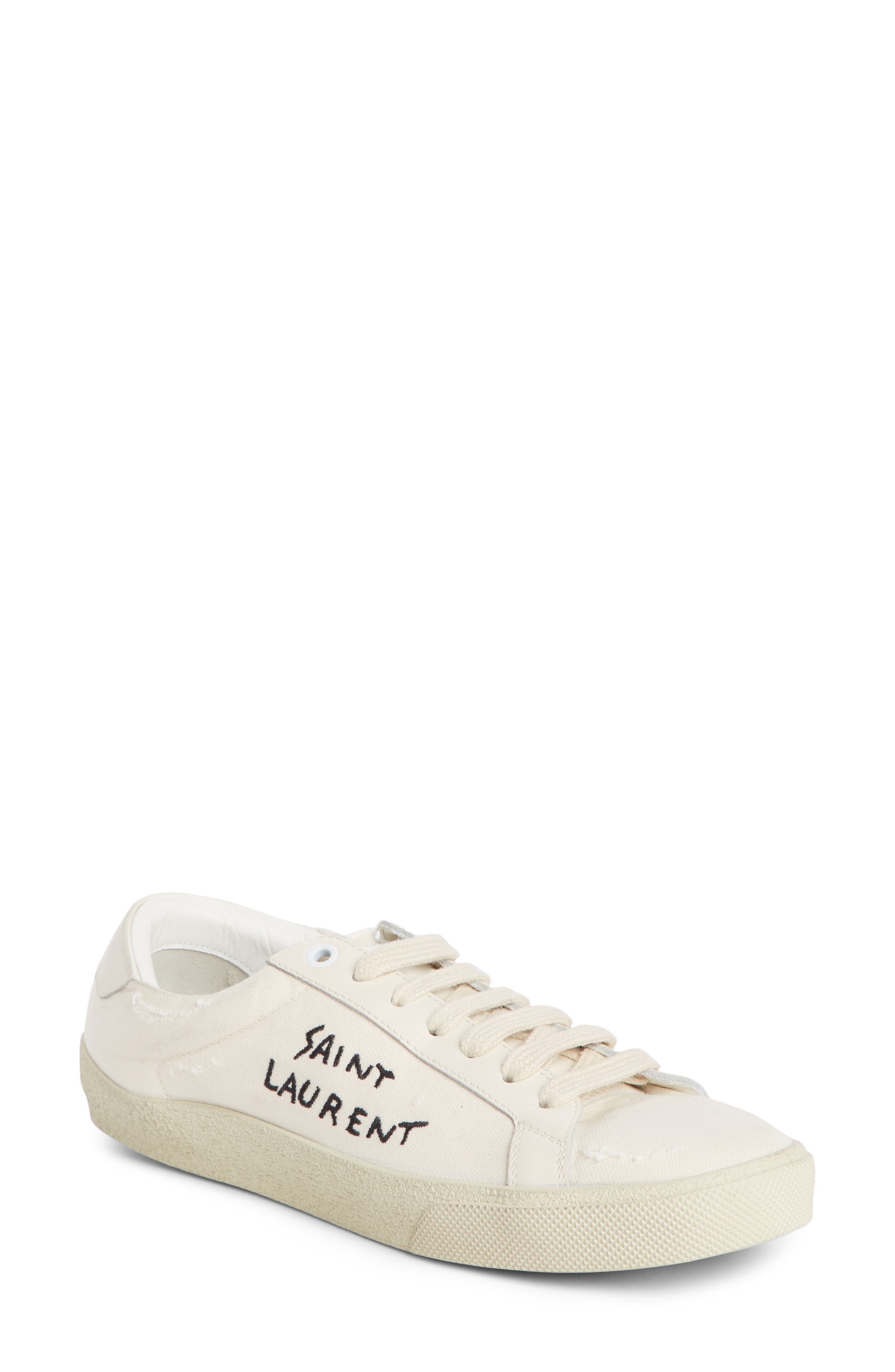 Saint Laurent Court Classic Embroidered Sneaker, Main, color, 