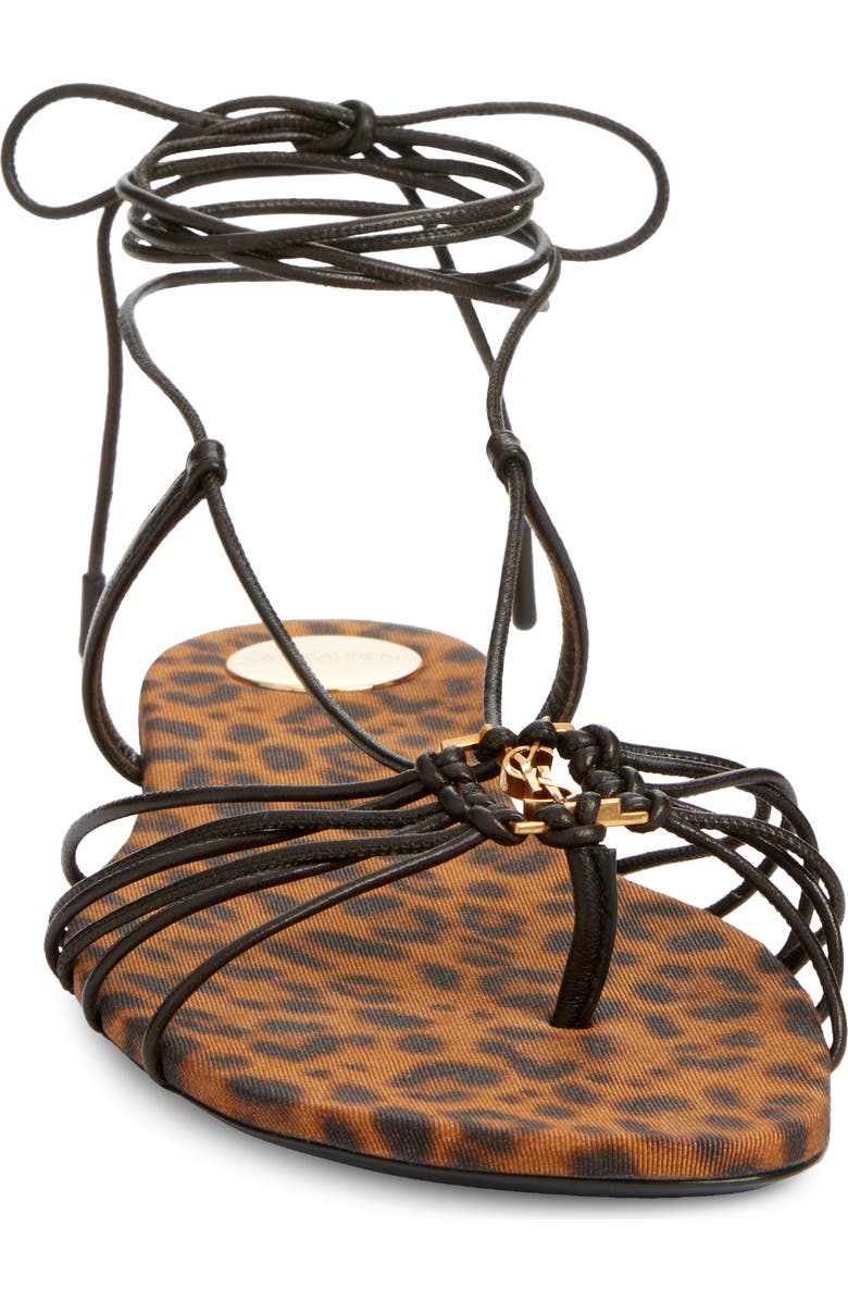 Saint Laurent Bridget Wraparound Ankle Strap Sandal, Alternate, color, Eagle Brown