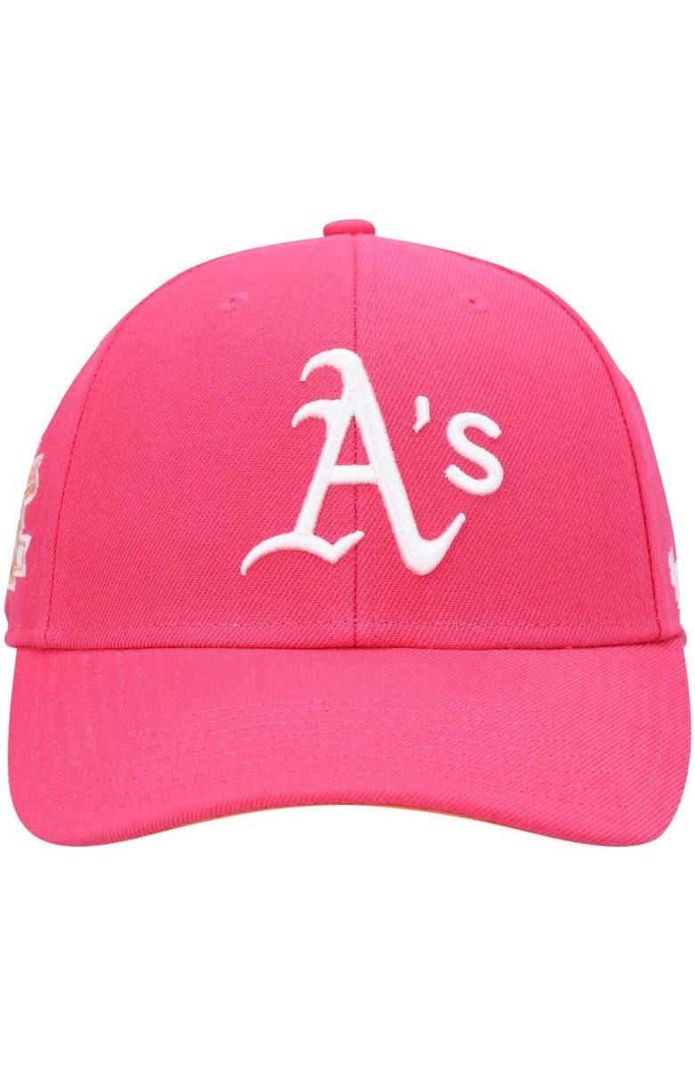 '47 Men's '47 Magenta Oakland Athletics 1989 World Series Mango Undervisor MVP Snapback Hat, Alternate, color, 