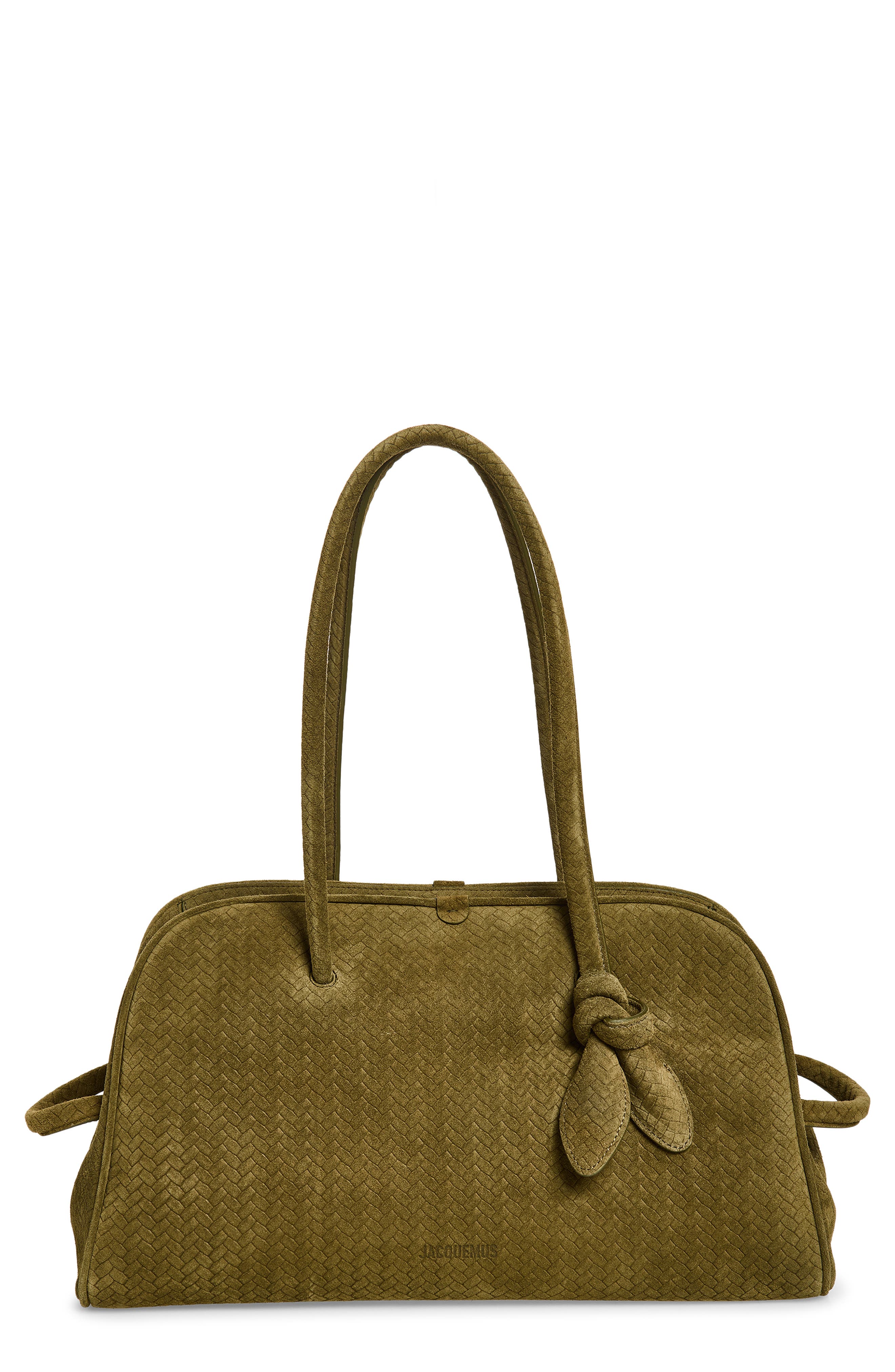 Jacquemus Le Turismo Embossed Suede Bowling Bag, Main, color, 560 Khaki