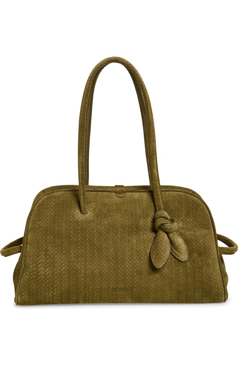 Jacquemus Le Turismo Embossed Suede Bowling Bag, Main, color, 560 Khaki