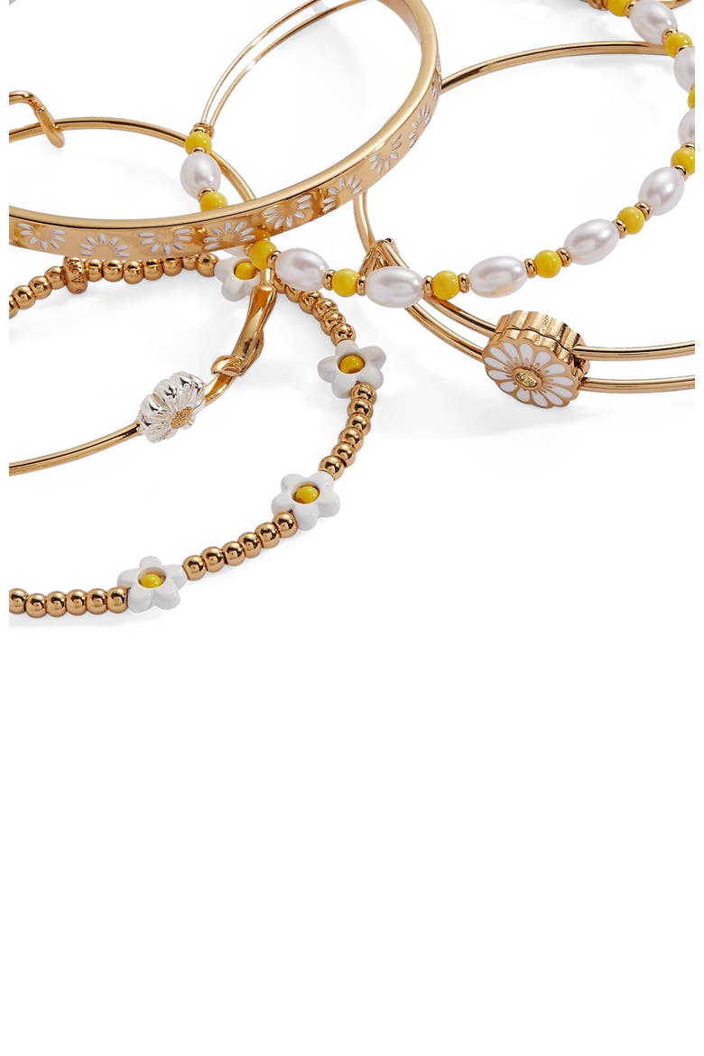 Daisy Bangle Bracelet Set of 5, Alternate, color, Gold