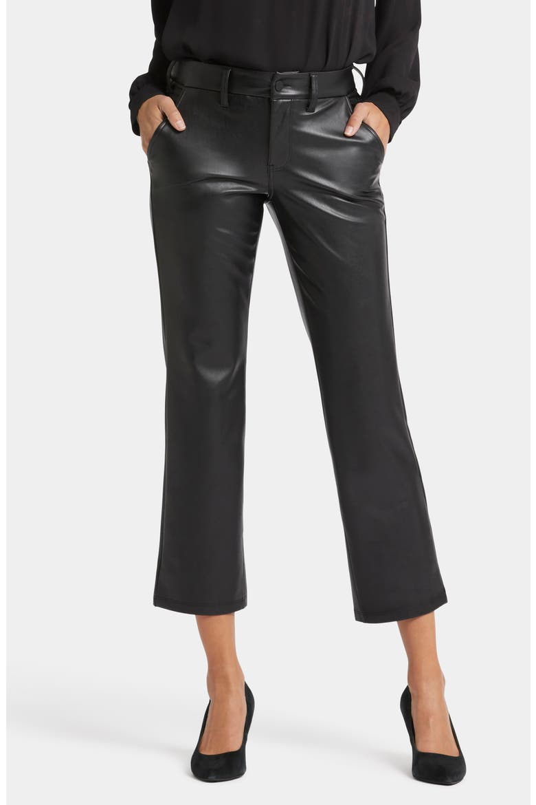 Faux Leather Straight Leg Ankle Pants, Main, color, BLACK