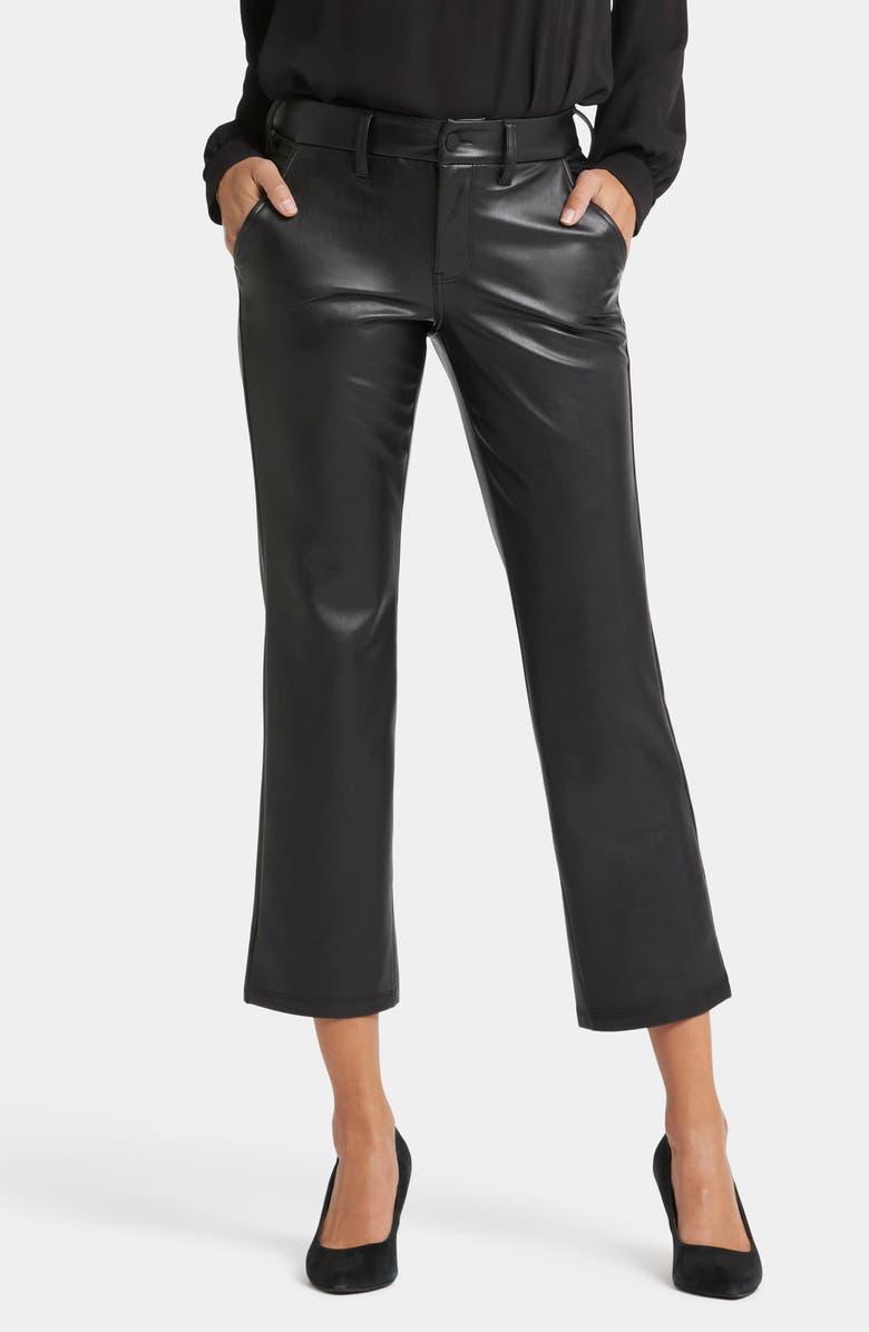 NYDJ Faux Leather Straight Leg Ankle Pants, Main, color,