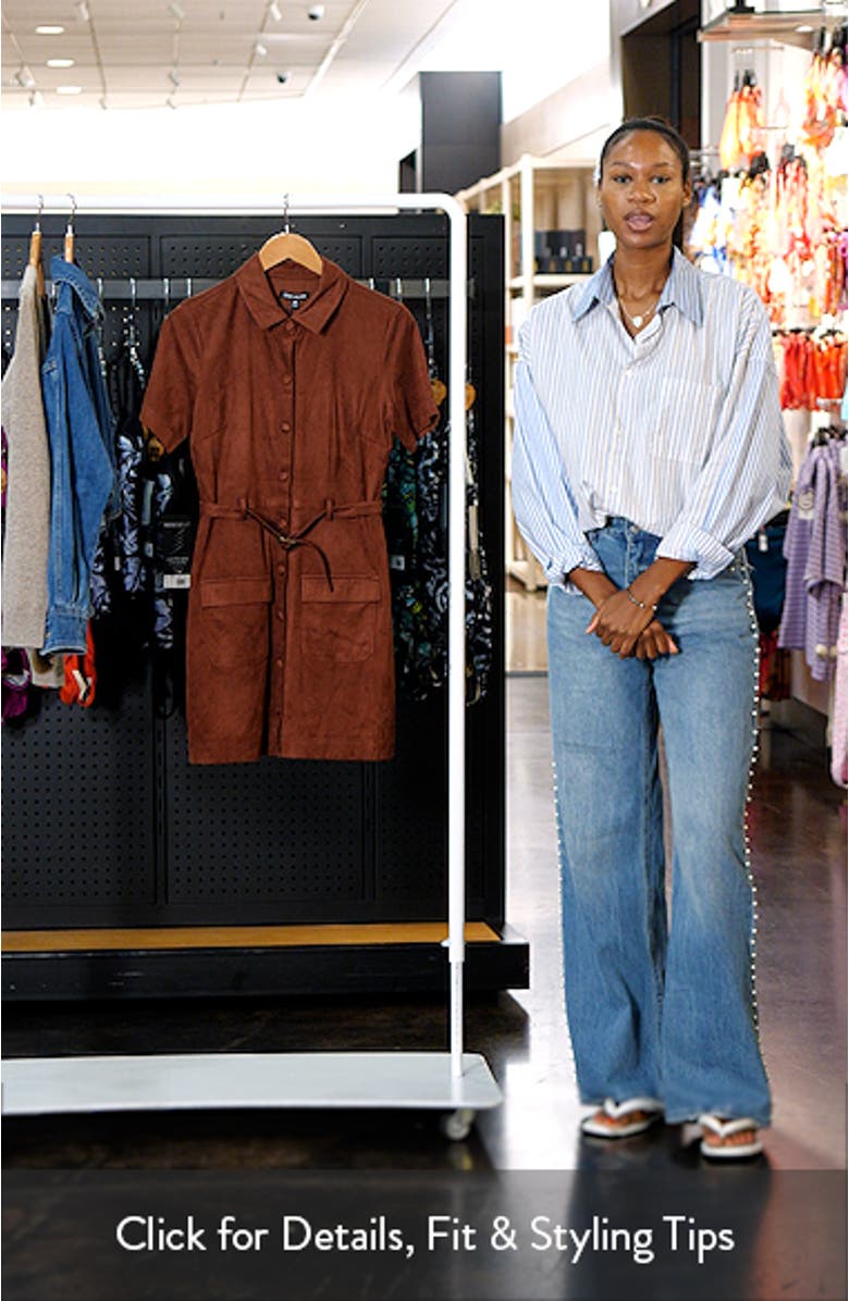 Joliana Faux Suede Mini Shirtdress, sales video thumbnail