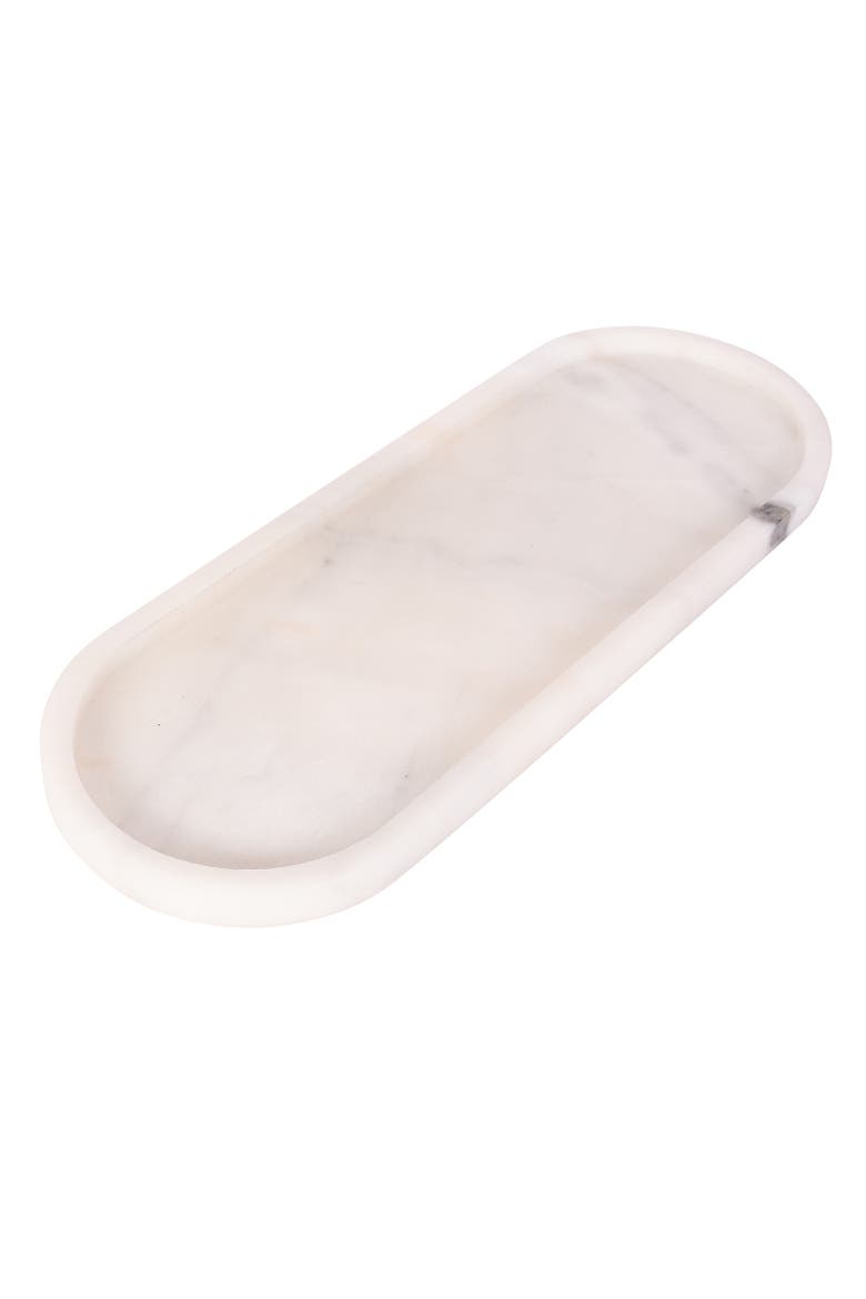 Artifacts Trading Company Decorative Runway Marble Tray, Main, color, White Matte