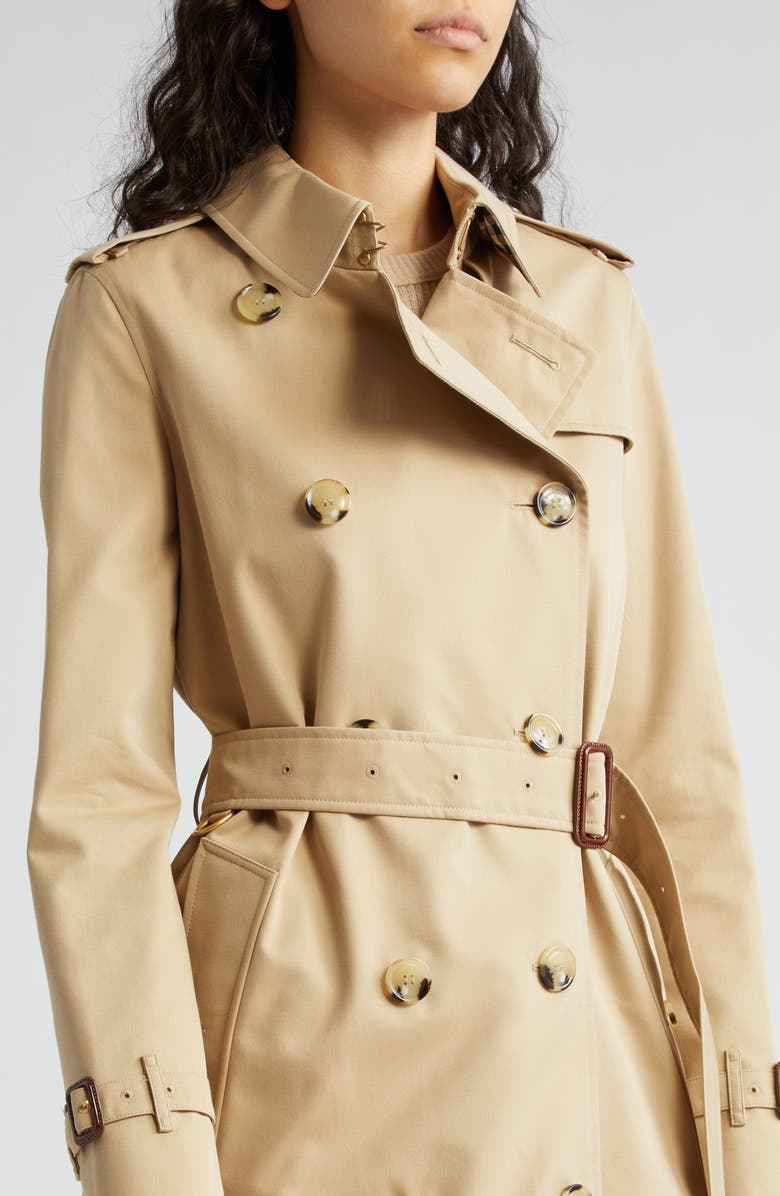 Burberry Kensington Water Resistant Gabardine Trench Coat, Alternate, color, Honey