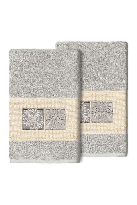 Vivian Embellished Hand Towel - Set of 2 - Light Gray