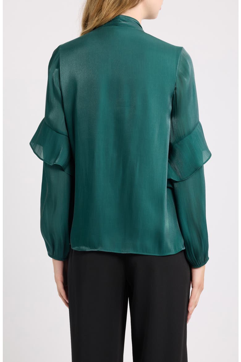 Bow Tied Ruffled Top, Alternate, color, PINE FOREST