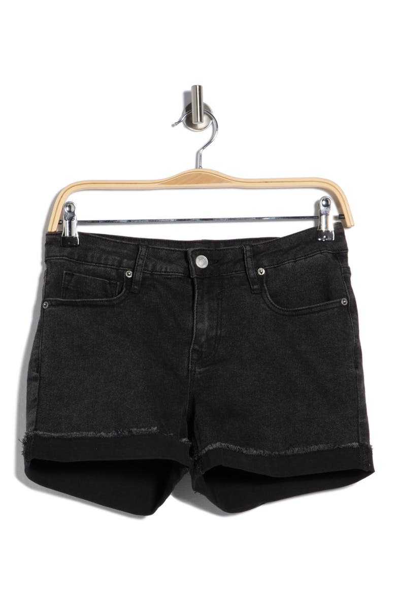 Mid Rise Cuffed Denim Shorts, Alternate, color, WASHED BLACK