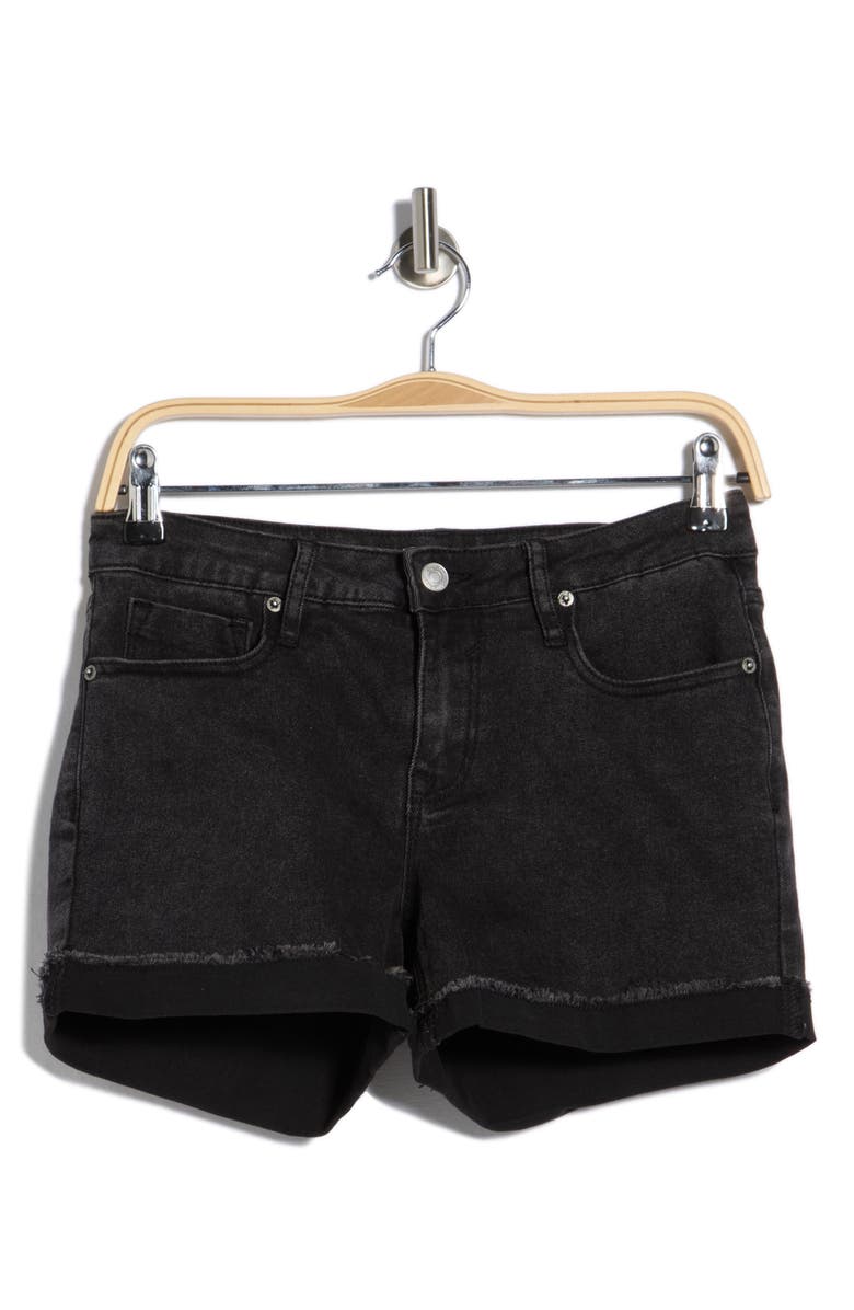 Vigoss Mid Rise Cuffed Denim Shorts, Main, color, Washed Black