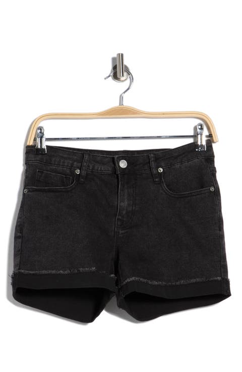 Mid Rise Cuffed Denim Shorts