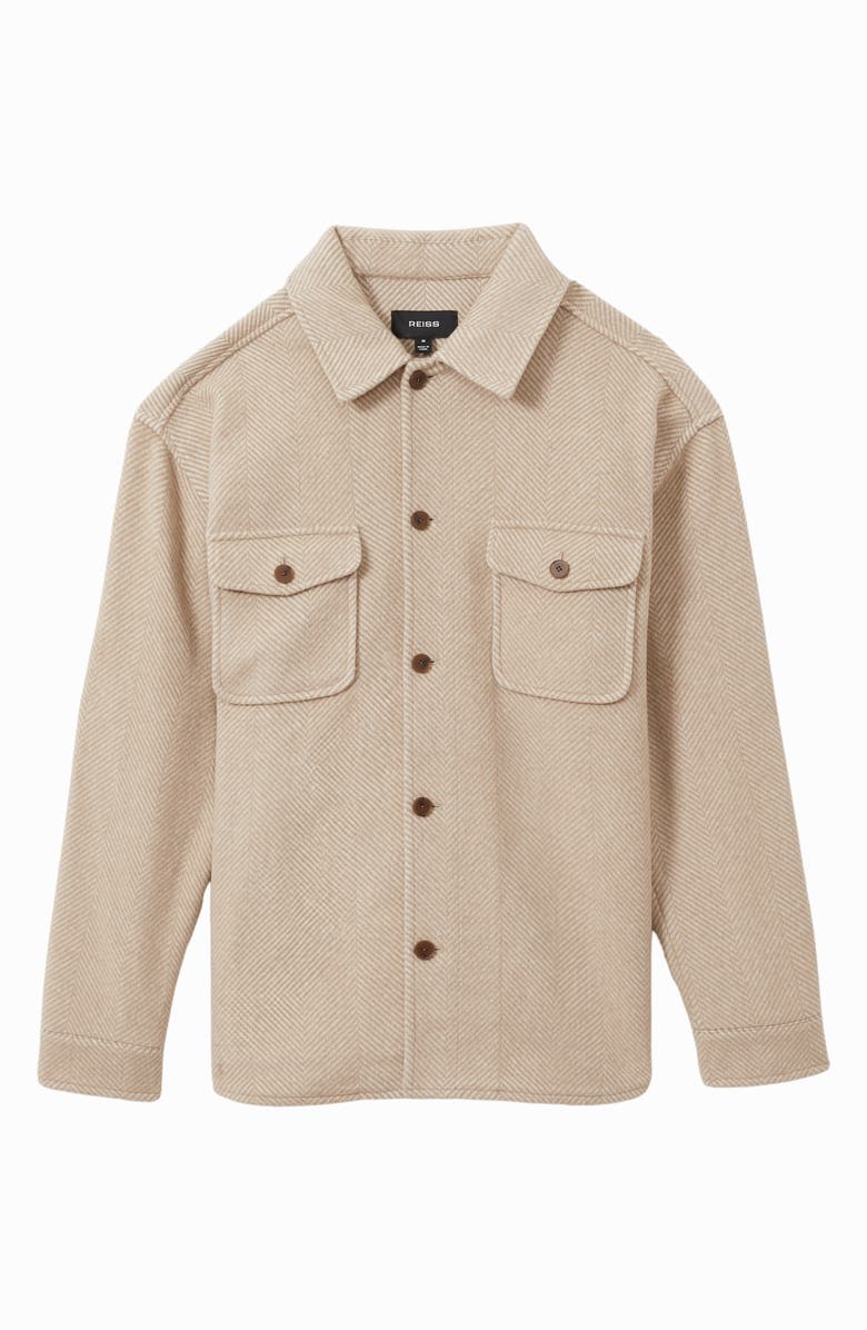 Reiss Compton Herringbone Wool Blend Shirt Jacket, Alternate, color, 
