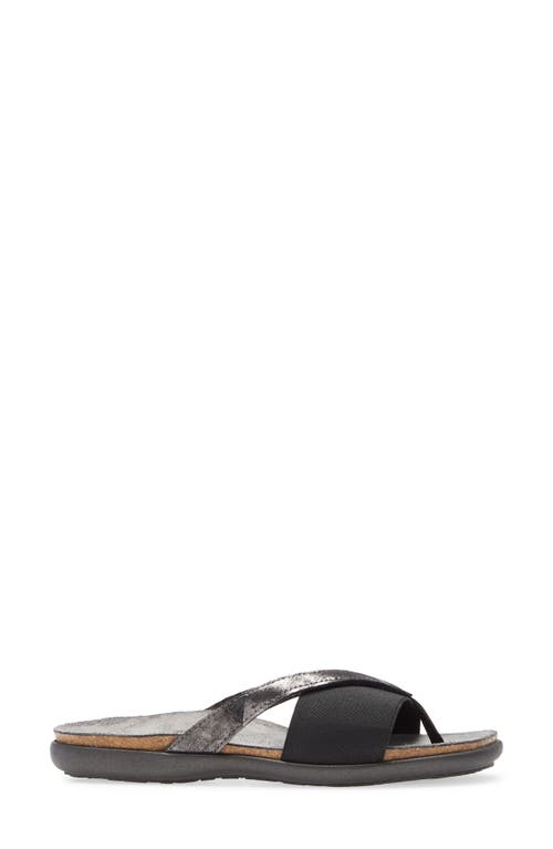 Naot Penelope Flip Flop In Metallic Onyx Leather
