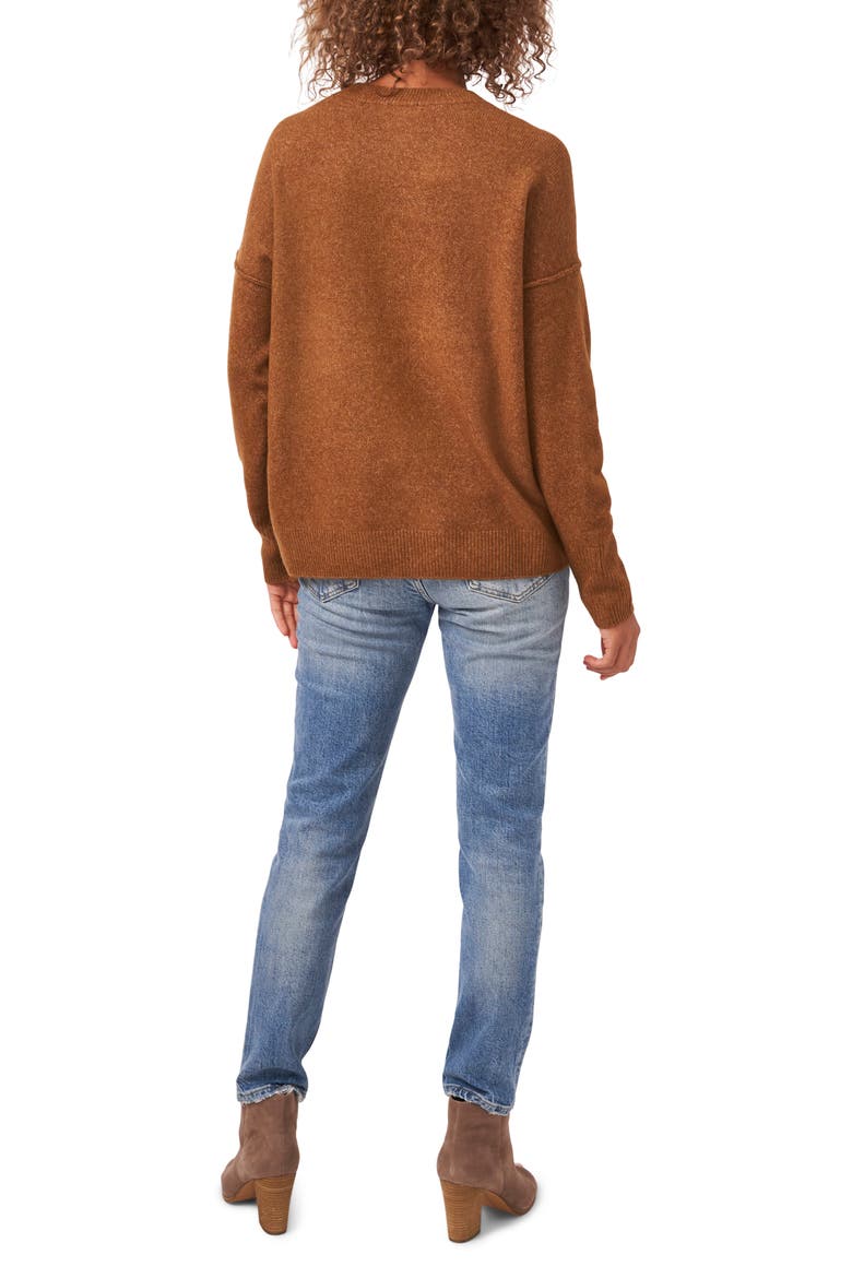 Exposed Seam Crewneck Sweater, Alternate, color, TOASTED BROWN
