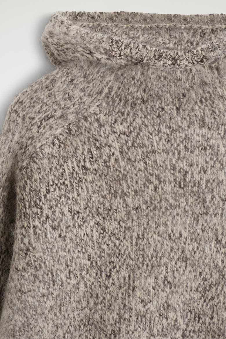 Chunky Brushed-Cashmere Hoodie, Alternate, color, GRAY MÉLANGE