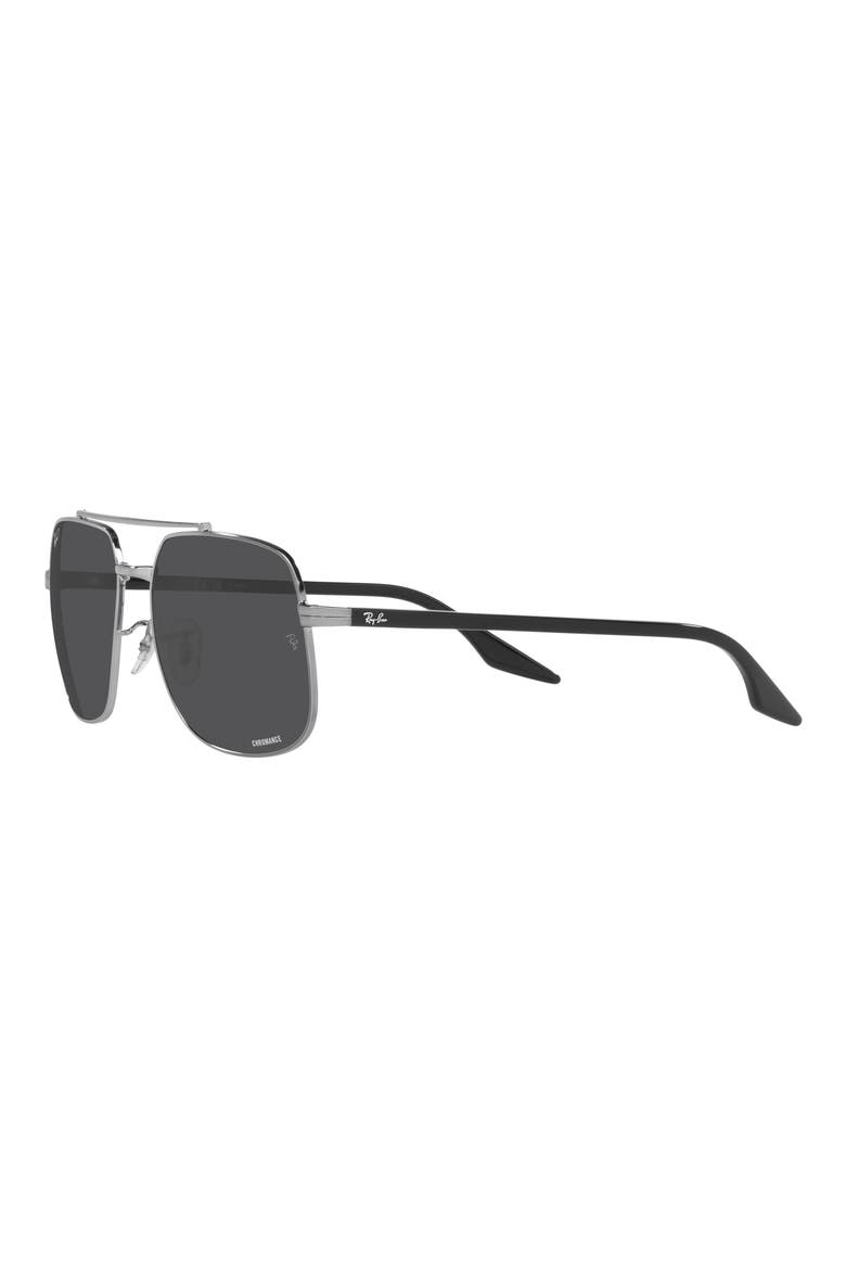 56mm Polarized Square Sunglasses, Alternate, color, GUNMETAL
