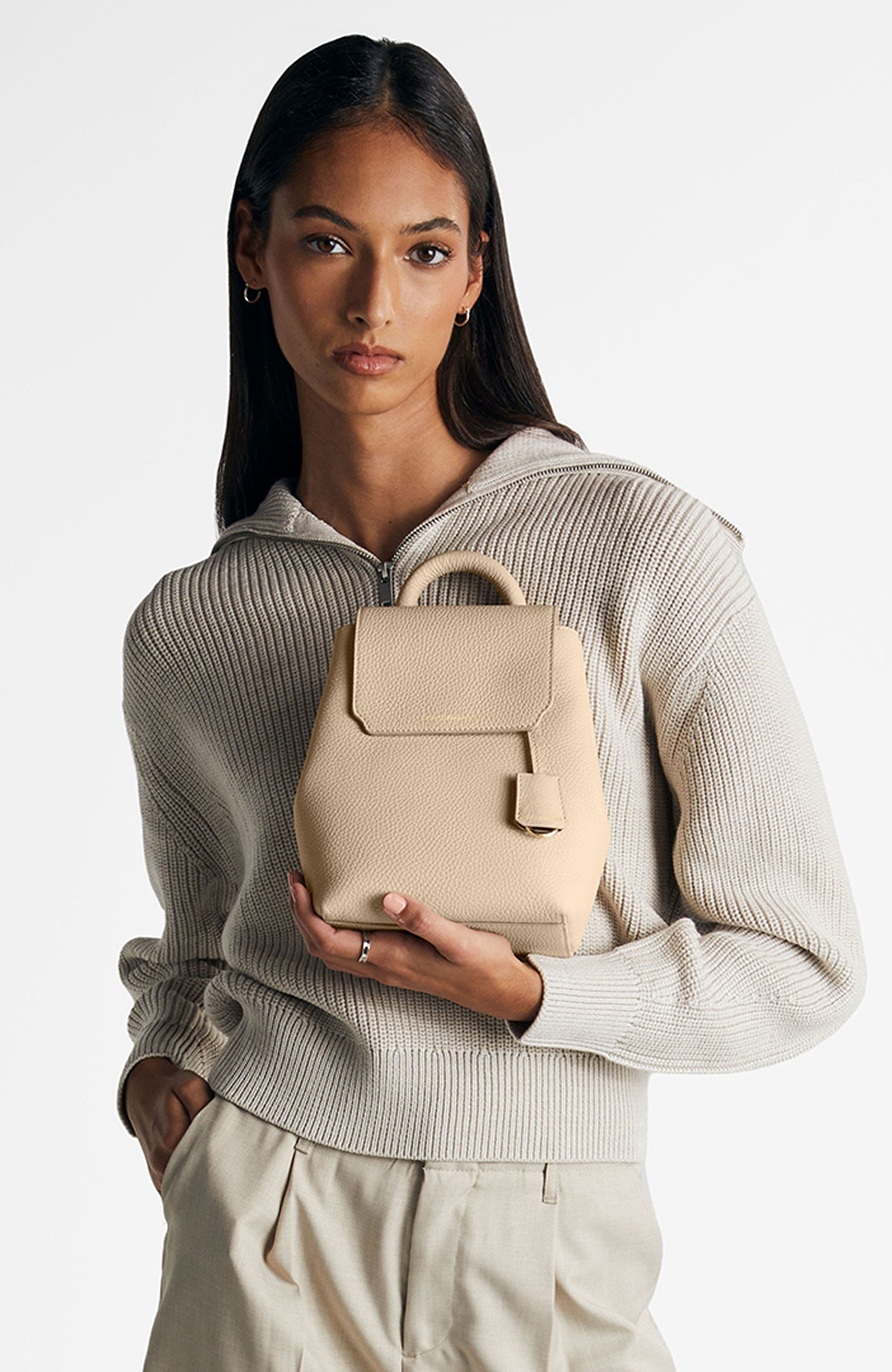 MAISON de SABRÉ Mini Soft Leather Backpack, Alternate, color, Saharan Nude