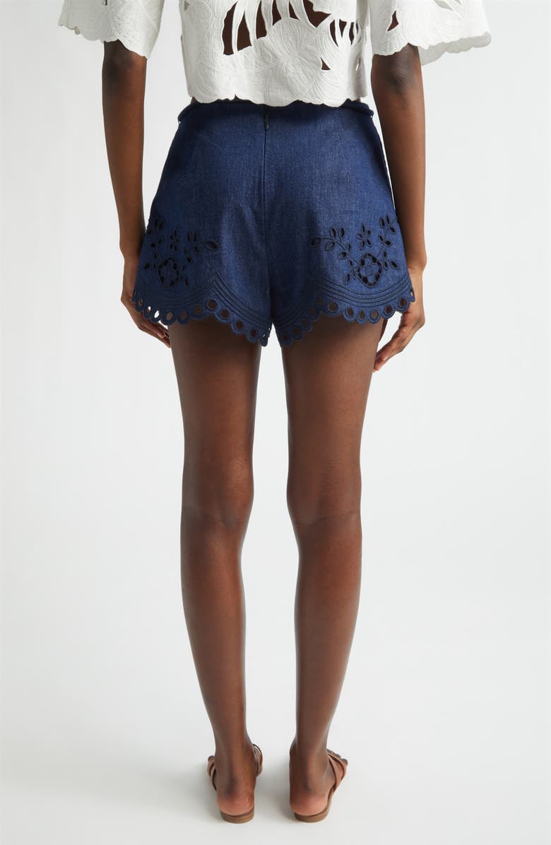 Zimmermann Mahon Broderie Anglaise Denim Shorts, Alternate, color, Ink