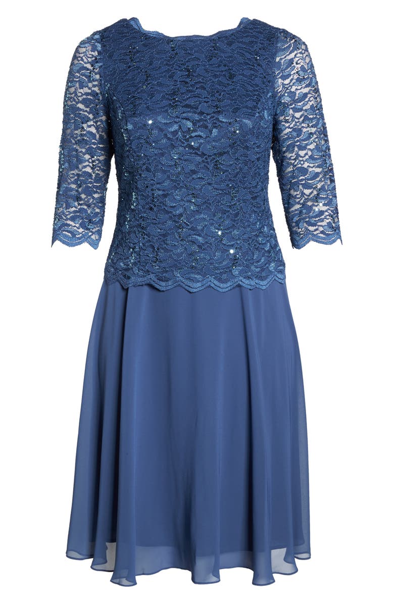 Alex Evenings Mock Two-Piece Midi Dress, Alternate, color, Wedgewood