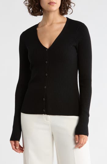 Max Studio V-neck Cardigan V-neck Cardigan In Black