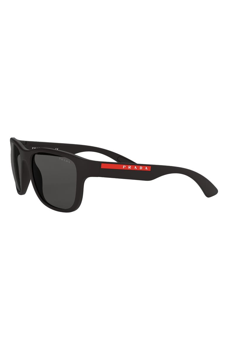 Prada Linea Rossa Pillow 59mm Sunglasses, Alternate, color, Black Rubber/ Grey