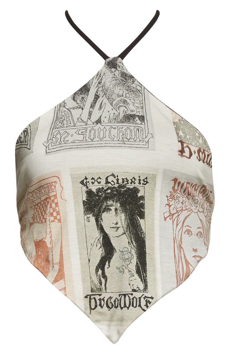 ELLISS Ex Libris Print Stretch Organic Cotton Halter Top, Alternate, color, 