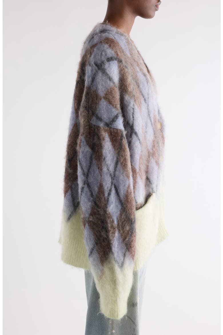 Katcher Argyle Mohair & Wool Blend Cardigan, Alternate, color, GREY/ BROWN