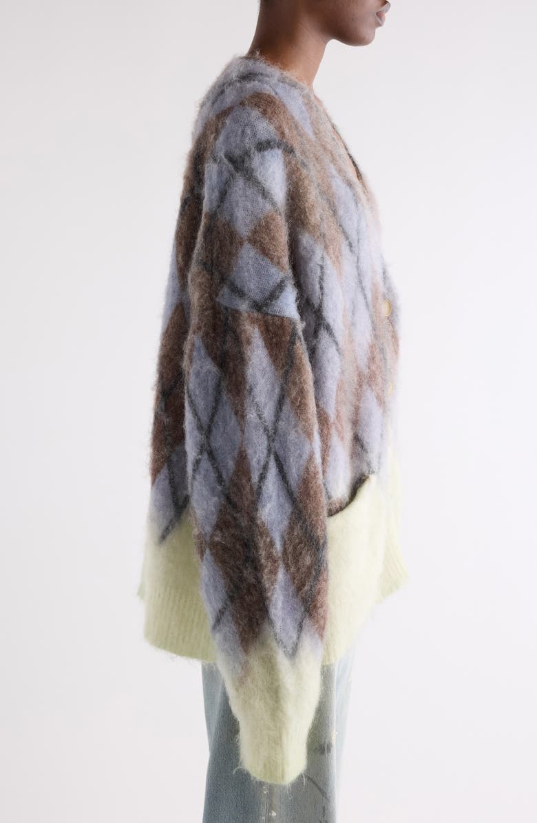 Acne Studios Katcher Argyle Mohair & Wool Blend Cardigan, Alternate, color, Grey/ Brown