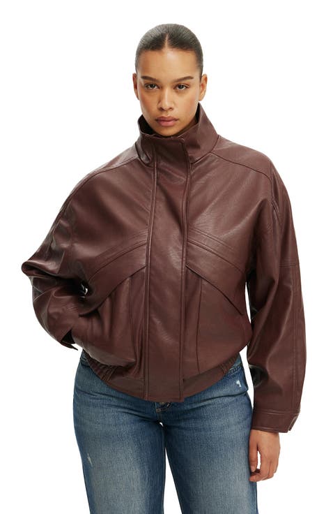 Women's Theo Faux Leather Bomber