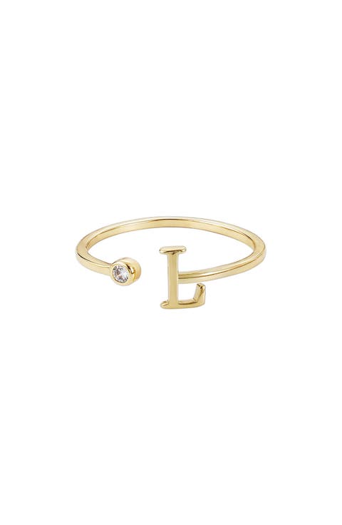 CZ & Initial Open Band Ring