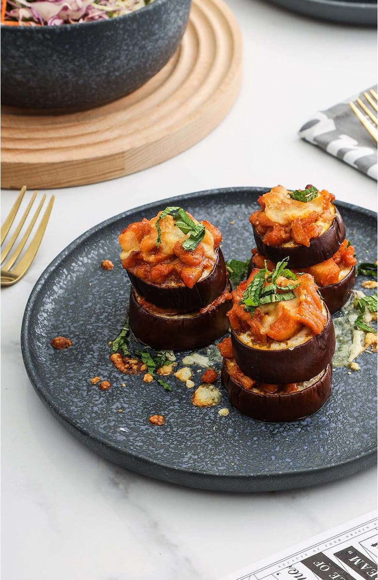 Stone Lain Tom Stoneware 4-Piece Salad Plate Set, Alternate, color, Gray And Blue