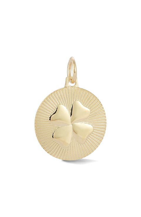 14K Gold Clover Charm Pendant