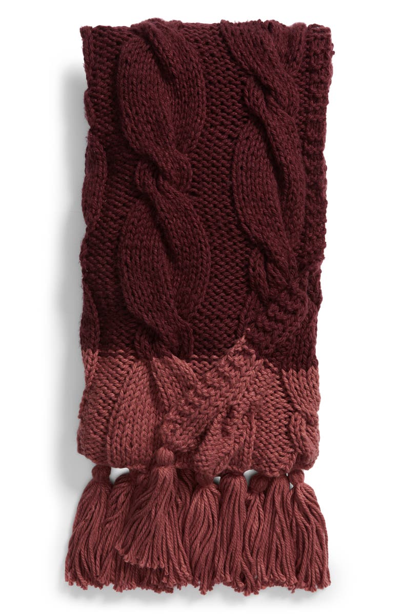 NORDSTROM AT HOME Cable Knit Tassel Throw Blanket, Main, color,