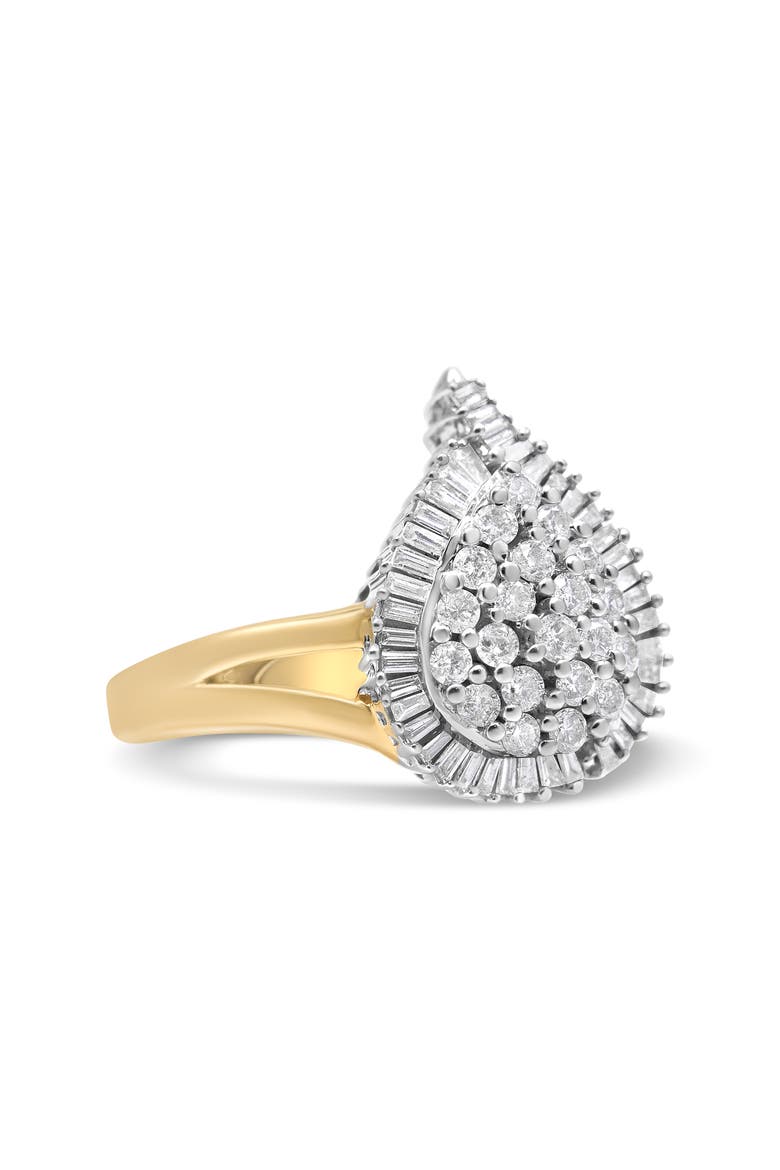 14K Yellow and White Gold 1 Cttw Diamond Ballerina Cocktail Ring, Alternate, color, Yellow