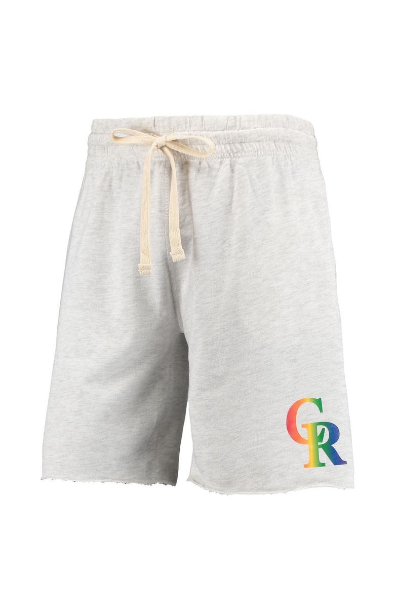 CONCEPTS SPORT Men's Concepts Sport Oatmeal Colorado Rockies Mainstream Logo Terry Tri-Blend Shorts, Alternate, color, Oatmeal