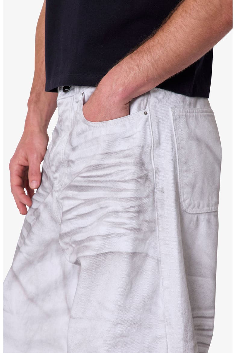 Ultra Wide Stained Wide Leg Jeans, Alternate, color, WHITE