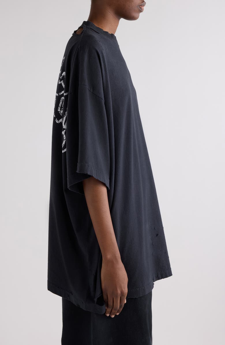 Balenciaga Oversize Graphic T-Shirt, Alternate, color, 1041 Faded Washed Black