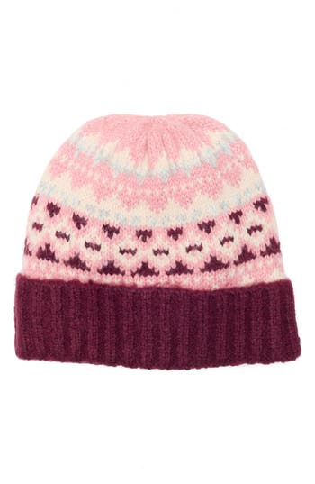 Vince Camuto Brushed Fair Isle Beanie In Pink