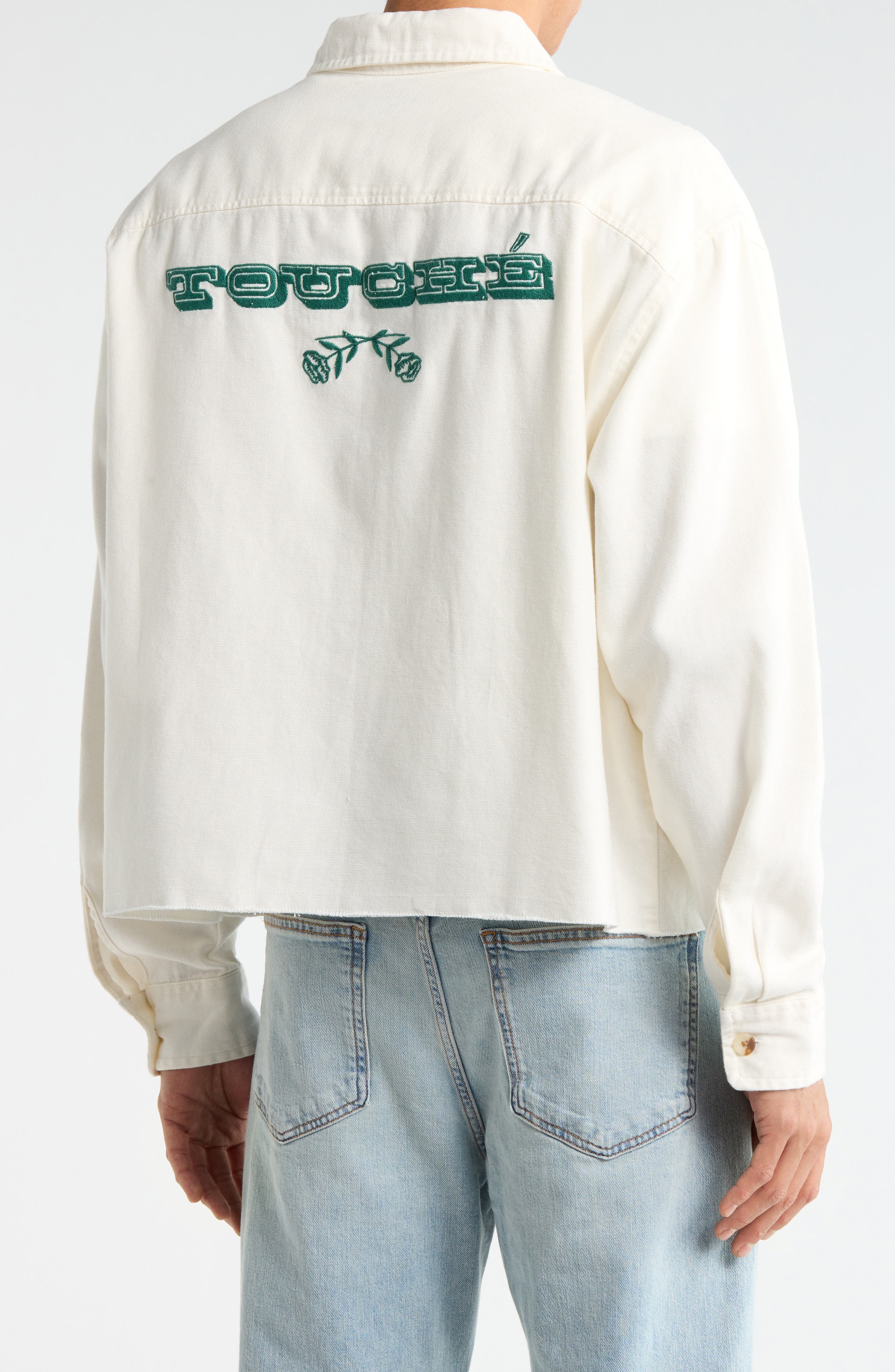 Touche Floral Embroidered Cotton Button-Up Shirt Jacket - image 2