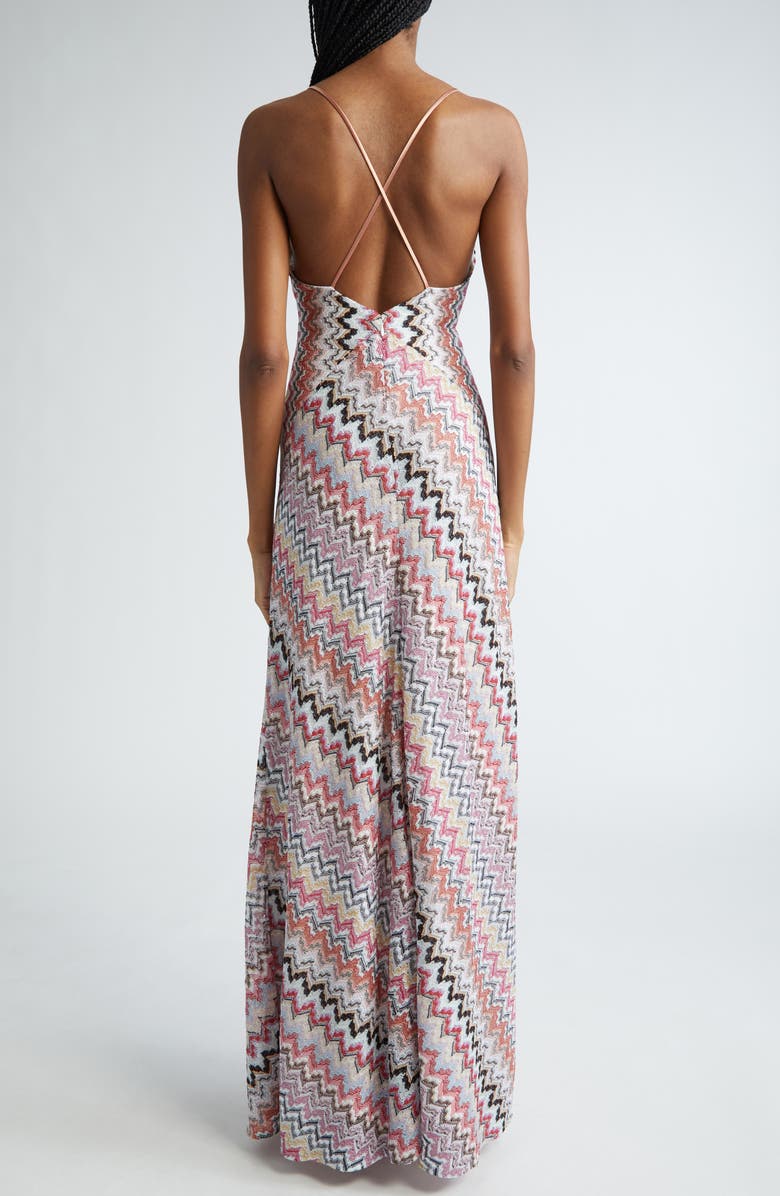 Missoni Chevron Metallic Knit Maxi Dress, Alternate, color, 