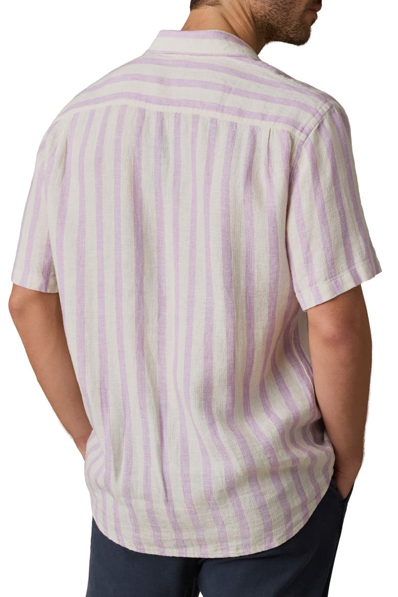 Palma Linen Short Sleeve Button-Up Shirt, Alternate, color, LILAC SHELL STRIPE