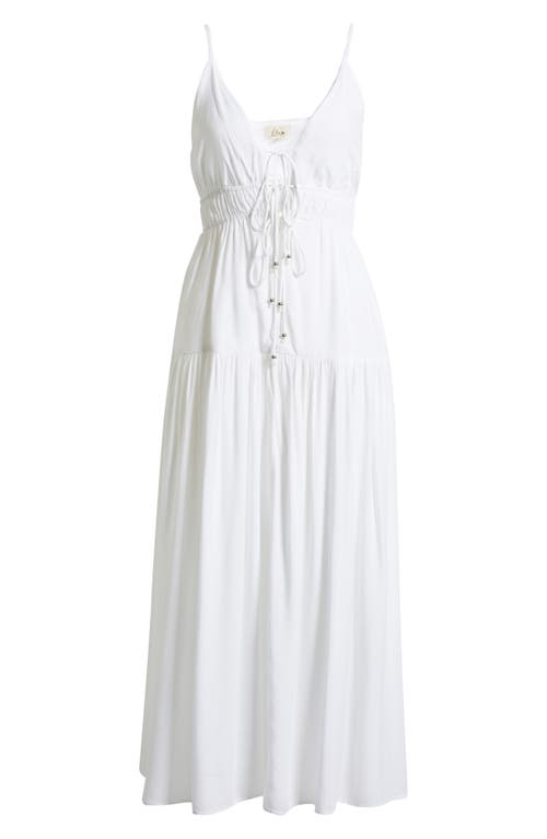 Elan Tie Front Cover-up Maxi Dress In White