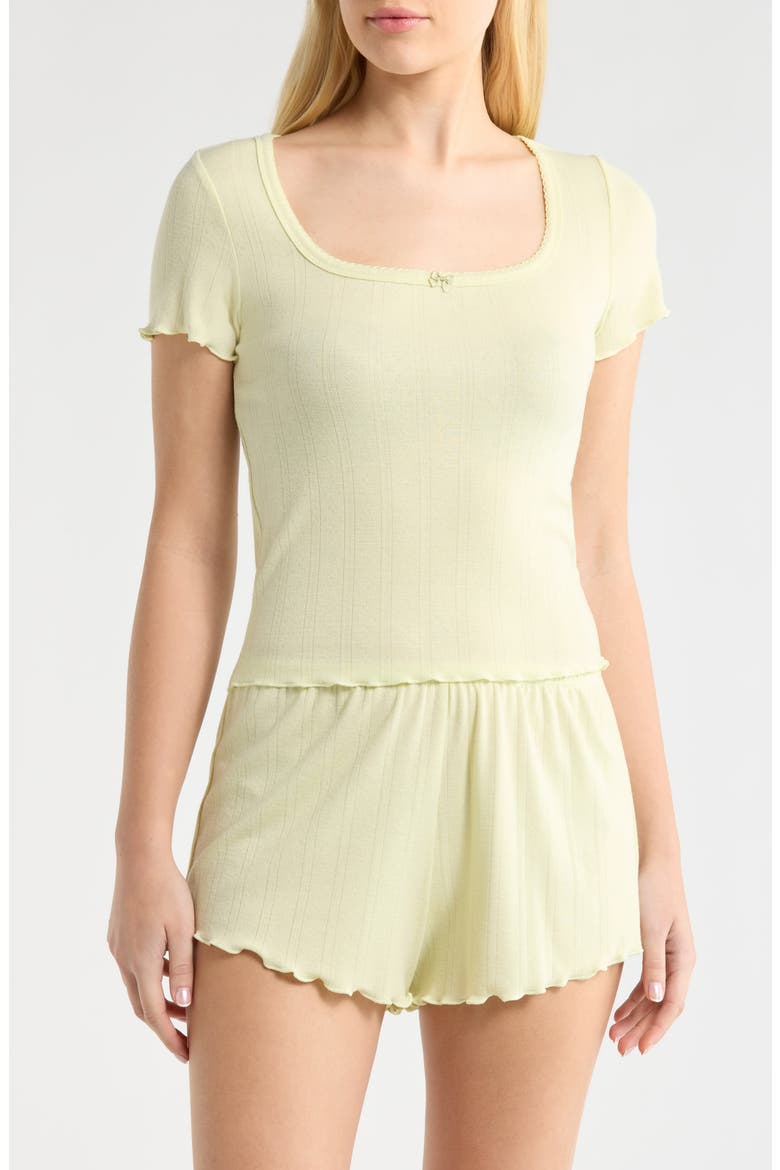 Pointelle Knit Short Pajamas, Main, color, GREEN FEATHER