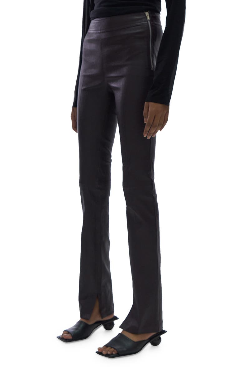 Helmut Lang Slit Leather Pants, Alternate, color, Black - 001