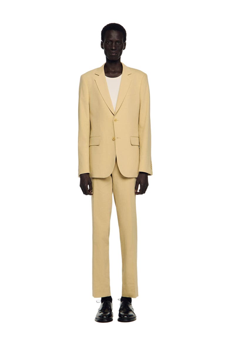 Classic linen suit jacket, Alternate, color, Sand